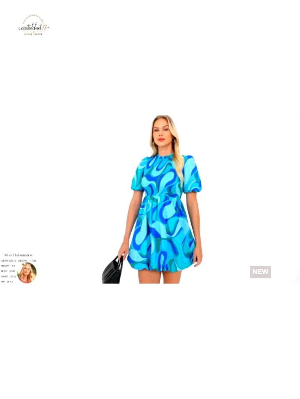 Cotton Smocked Mini Dress Puff Sleeve Boho A-Line Summer Casual - Picture 7 of 7